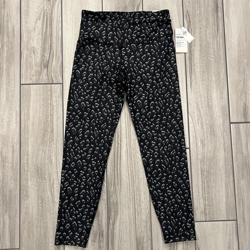 Womens Black Animal Print Leggings Athleisure Workout Gym Quick Dry New